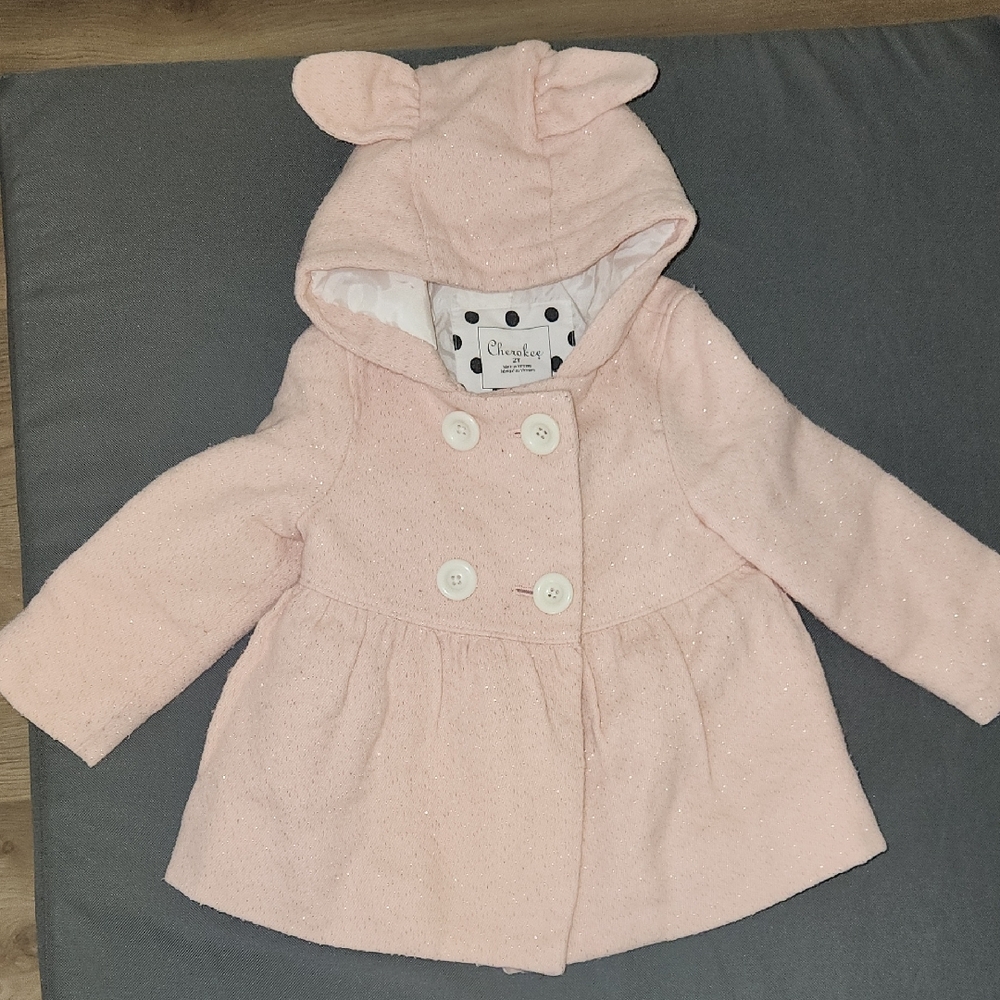 Cherokee Pink Pea Coat with Animal Ear Hood